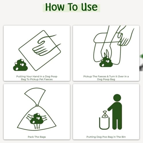 Image of PAWLINE Dog Poop Bags Rolls - Leak-Resistant Doggy Waste Bag - Poop Bag for Dogs Compostable - Easy-Tear Rolls Unscented Green Dog Trash Bag for Poops - Extra Thick Pet Waste Roll
