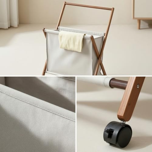 Cesto de ropa con ruedas de gran capacidad y diseño compacto ahorra espacio 5
