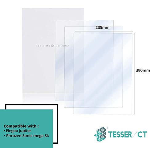 Image of TESSERACT FEP Non Adhesive Transparent Release Film Sheet for MSLA UV Photocuring LCD 3D Printer I Jupiter I Sonic mega 8k Resin 3D Printer SLA DLP 3D Printer Accessories (Qty 1, FEP 380x235x0.15mm)