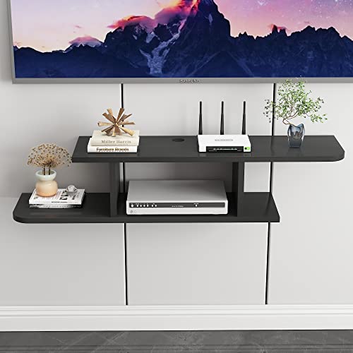 Bijun Floating Tv Shelf Wall Mounted, Media Console Router Dvd Shelves, For Ps4/Cable Box/Dvd Players/Game Console Streaming Media Equipment #TOP1