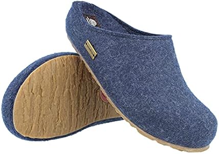 HAFLINGER Grizzly Michl Vilten pantoffels met rubberen zool, Jeans 472, 37 EU
