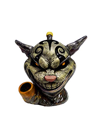 Cheshire Cat Head Smoking Pipe - Tobacco Smoker - Bowl - Handmade Collectibles