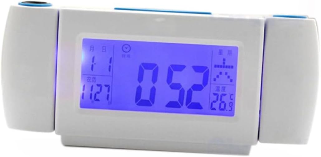 Voice Control Projection Alarm Clock with Temperature Lens LED Backlight Battery Powered for Bedrooms and Office Use