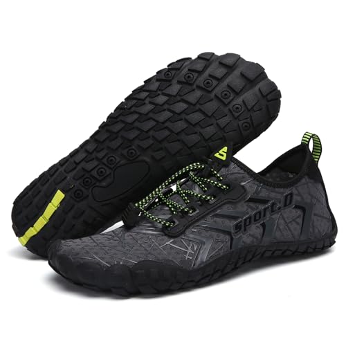 Image of UBFEN Water Shoes for Men Women Quick Dry Swim Aqua Socks | Lightweight Barefoot-style Fit, Rubber Sole, Hiking, Fishing, Kayaking, Beach, Pool, Boating, Diving And Water-to-land Wear