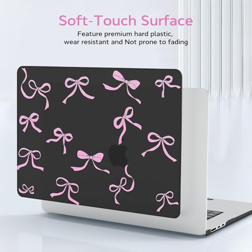 Image of B BELK for MacBook Air 15 inch Case M5 /M4 /M3 /M2 /M1 2026 2025 2024 2023 | Pattern Sturdy Protective Plastic Hard Shell Case & Keyboard Cover & Screen Protector, Model A3448 A3241 A3114 A2941,Pink Bow