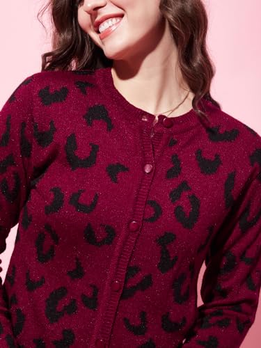 Image of Modeve Animal Print Round Neck Casual Women Sweater