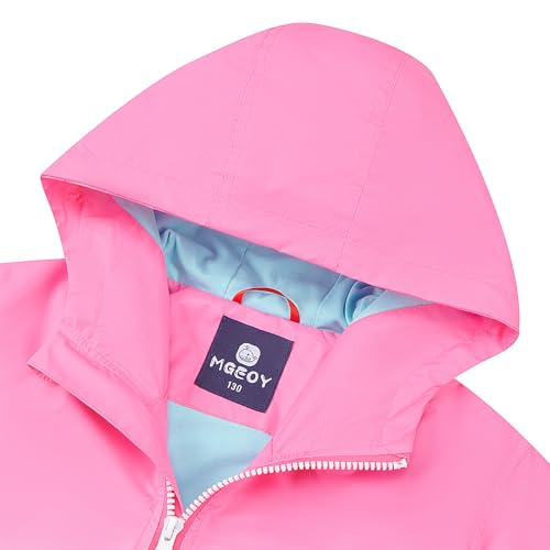 Image of MGEOY Girls Rain Jacket Lightweight Waterproof Hooded Cotton Lined Raincoat Windbreaker for Kids Size 4-12 Years