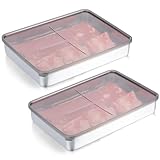Maxcheck 2 Pack Bacon Container for Refrigerator 304 Stainless Steel Airtight Deli Meat Storage Containers Large Food Storage Containers with Lids and Elevated Base for Fridge