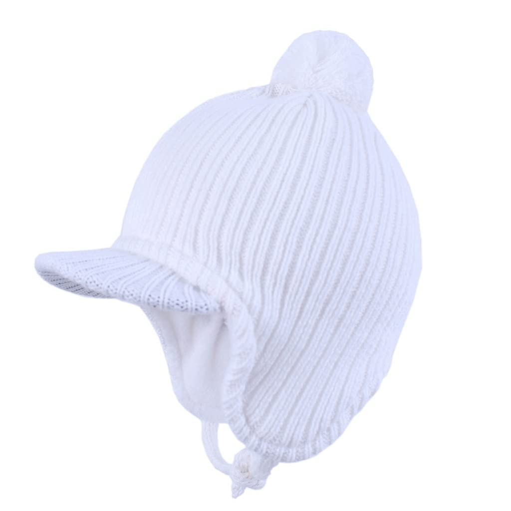 Bebé niño Infantil niños otoño e Invierno Visor de Invierno Sombrero de Punto Fleece Alineado Calado euríbulo Gorro Gorro for niños niñas(3-Pack,Medium)