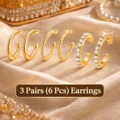 Image of Store2508 6 Non-Pierced Gold Colour Ear Cuffs for Women
