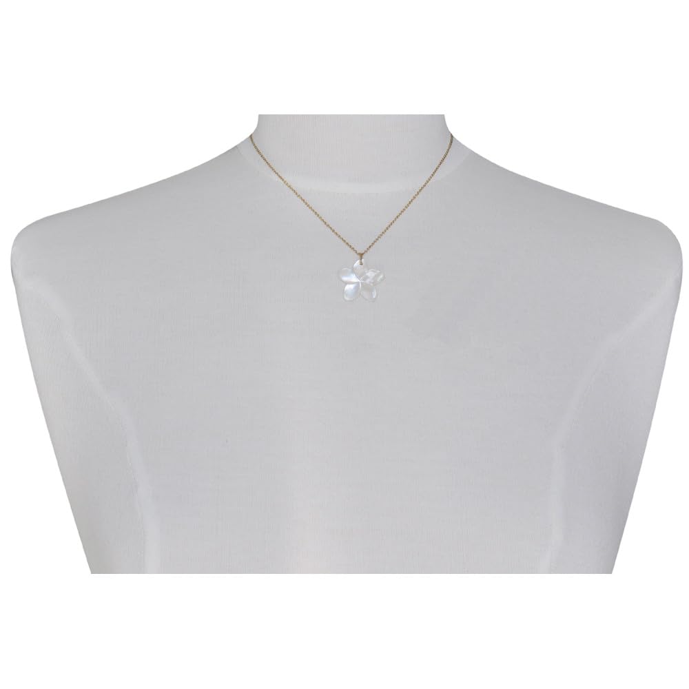 LES POULETTES BIJOUX - Pendentif Plaqué Or Fleur de Frangipanier en Nacre