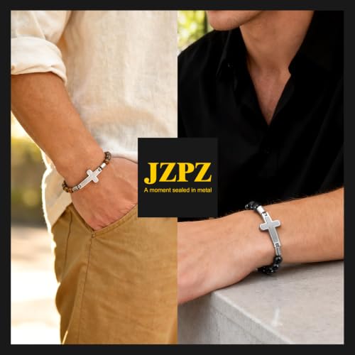 Cross Beaded Bracelet for Men-Christian Bracelets with Cross,Black Onyx - image 9