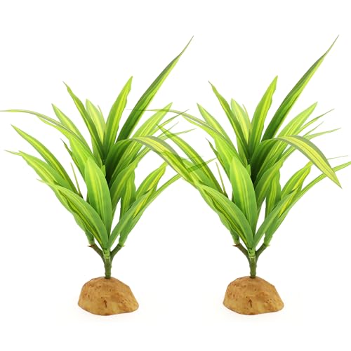 Image of 2 pcs Reptile Silk Plants - Premium Aquarium & Terrarium Decor,Artificial Plants for Fish Tanks, Geckos, Bearded Dragons, Snakes, Turtles, and Lizards Habitats - Durable, Non-Toxic, Easy Maintenance