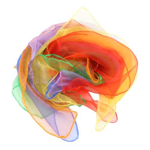 BESPORTBLE 12pcs Colorful Dance Scarves for Juggling Movement and Music Activities Square Performance Props Red Yellow and for Boys and Girls