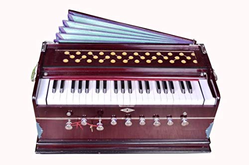 Naad Ns-1 Hand Made Wooden Harmonium Musical Instrument, In Usa, 9 Stops, 3 1/2 Octave, Double Reed, Coupler, Dark Mahogany, Standard, Padded Bag #TOP28