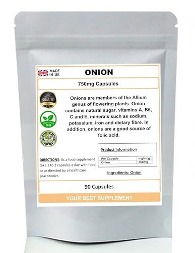 Onion Capsules 750mg 100% Natural Quercetin,Allium Antioxidant (No Additives) (90)