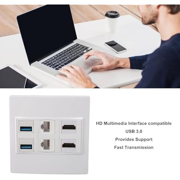 6-портовый блок мультимедийного выхода 4K HDMI USB 3.0 RJ45 Coax Ethernet настенная розеточная панель разъем RJ45 Cat6 5 Гбит с настенная комбинированная панель
