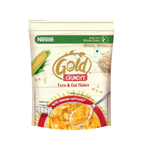 Image of Nestle Gold Crunchy Corn & Oat Flakes - Breakfast Cereal With Immuno-Nutrients|Made With Whole Grains & The Goodness Of B Vitamins, Calcium & Vitamin D, 475g, Bag-In-Box Pack