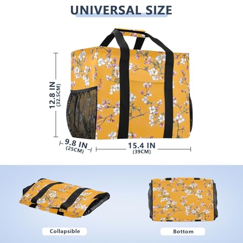 Nander Retro Style Peach Blossom Foldable Tote Bag Waterproof Sandproof Women Beach Bag Handbag Gym Bag Travel Shopping Bag2