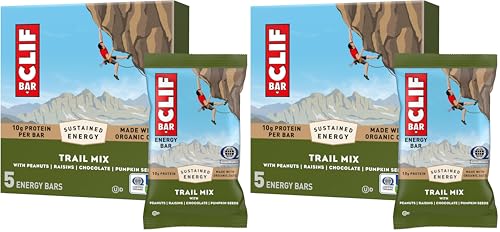 CLIF BAR - Energy Protein Bars - Trail Mix - Made with Organic Oats - Energy Bars - Non-GMO - (10 Pack)