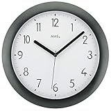  AMS - Funkuhr - Wanduhr - Kunststoffgehäuse schwarz - Mineralglas - Sekundenzeiger