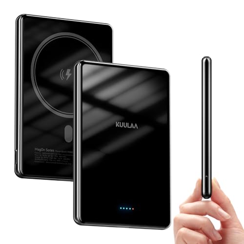 Magnetische Power Bank 10000mAh,MagSafe PowerBank 13.5mm,20W USB C Kleine Powerbank Magnetische Wireless Externe Handyakkus für iPhone 16 Pro/15/14/13/12 Series,Aber Stark Schutzglas