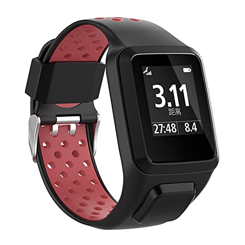 Dotoen Banda de Reloj Compatible con Tomtom Runner 2 / Runner 3 / Spark 3 / Adventurer/Golfista 3 Deportes GPS para Correr (Rojo negro)