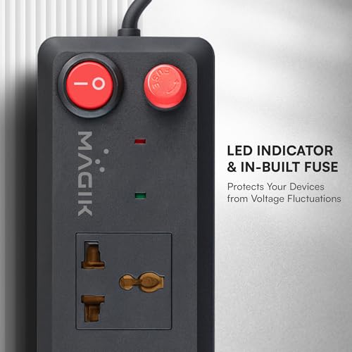 Image of Magik Power Guard Extension Board - 4 Universal Socket | 1.5 m Heavy-Duty Cord | Master Switch & Indicator | Surge Protection | Extension Box for Home & Office
