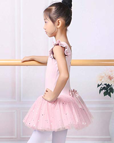 BAOHULU Ballet Leotards for Girls Full Skirted Dance Tutu Dress Party Costumes B184_Peach_XL