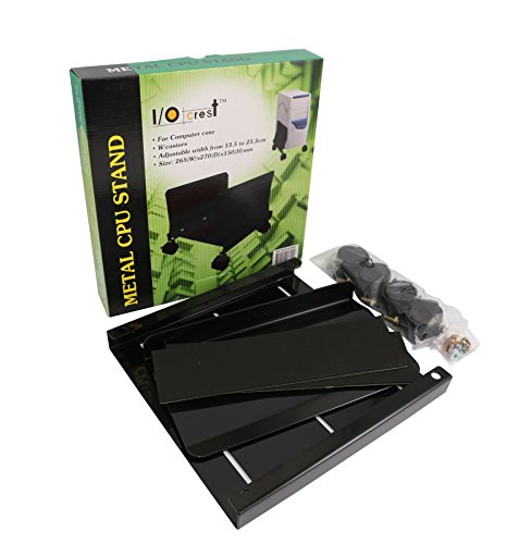 Io Crest Sy-Acc65063 Mobile Desktop Tower Computer Metal Floor Stand Rolling Caster Wheels With Tall Support Walls And Adjustable Width From 6" To 10",Steel Black #TOP6