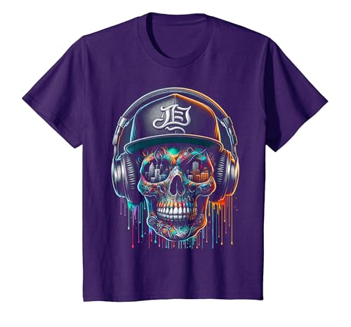 Dripping Paint Skull | Men Women XS - 6XL | Graphic T-Shirt, Youth, Purple, Small