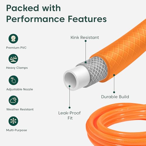 Image of Kyari Hose Pipe Braided - 10 Meter, 3 /4 Inch with Nozzle & Clamp, Heavy-Duty Garden Water Pipe for Plants, Car Wash & Outdoor Use