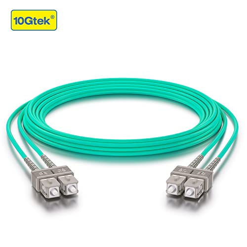 Image of 10Gtek Fiber Patch Cable - SC to SC OM3 10Gb /Gigabit Multi-Mode Jumper Duplex 50 /125μm LSZH Fiber Optic Cord, Aqua, 3-Meter(9.8ft)