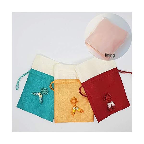 (Pack of 6) Korean Traditional Lucky Pouch Bag Jewelry Pouch Coin Bags Gift Fabric wrapping - Image 5