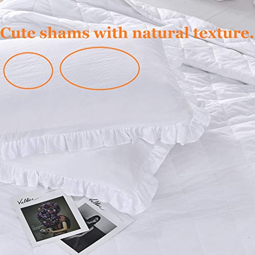 Qsh 180409-COTTON-BEDSKIRT-02-KING Queen'S House Ruffle Skirt Bedspread French Country Bedspread White King Size 3 Piece Set thumb #5