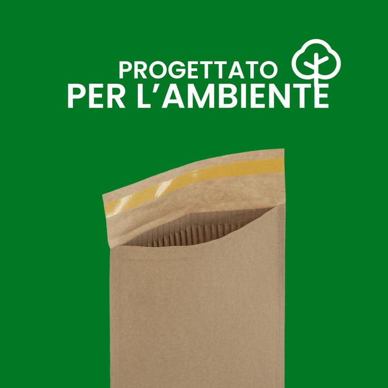 IMBALLAGGI 2000 - Buste Imbottite in Carta Certificata FSC con Cartone Ondulato - Confezione da 5 Pezzi, Dimensioni 180x260mm - Marrone - Ecologiche & Ideali per Spedizioni Sicure