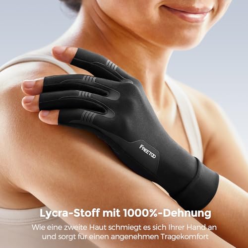 FREETOO Vollhand-Kompression Arthrose Handschuhe, Hochelastische Anliegende Kompressionshandschuhe für Arbeit Schlafen Sport, Schmerzlindert Polyneuropathie Handschuhe für Arthritis Karpaltunnel