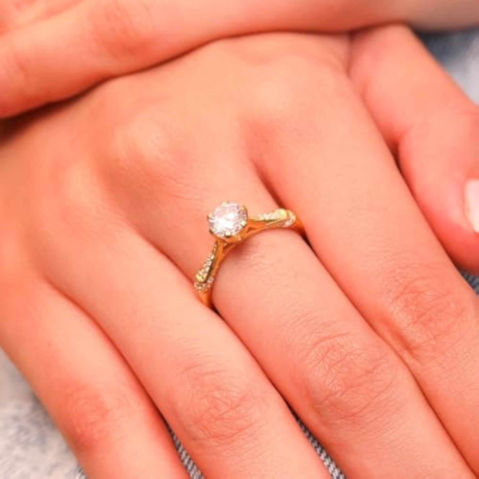 925 Sterling Silver Solitaire Gold Plated Lover's Couple Jewellery Set