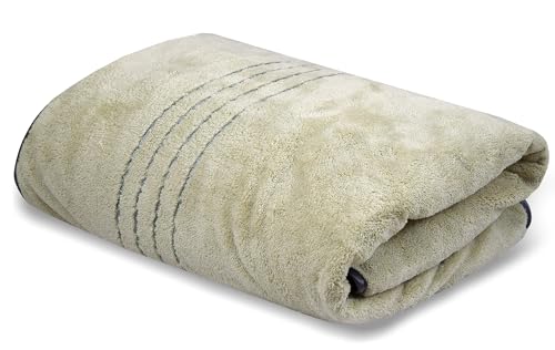 Image of Cortina Premium Solid Towels for Bath 70 x 140 cm 500 GSM Microfiber Bath Towels, Ultra Soft, Highly Absorbent & Quick Dry for Gym, Beach & Bathroom Towels for Men, Women & Kids Color : Beige