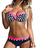 Conjunto de bikini sexy: la forma de 3/4 taza del bikini está diseñada de acuerdo con la estructura del cuerpo humano que puede proteger los senos para que no se aprieten. Copas con baberos para una figura perfecta.