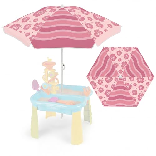 Dansydaisy Beach Umbrella for Water Table Picnic Table Shade 47 Inch Replacement Portable Outdoor Umbrella UV Protection for Sand Play Camping Patio Garden Tables Not Included(Pink Flower)