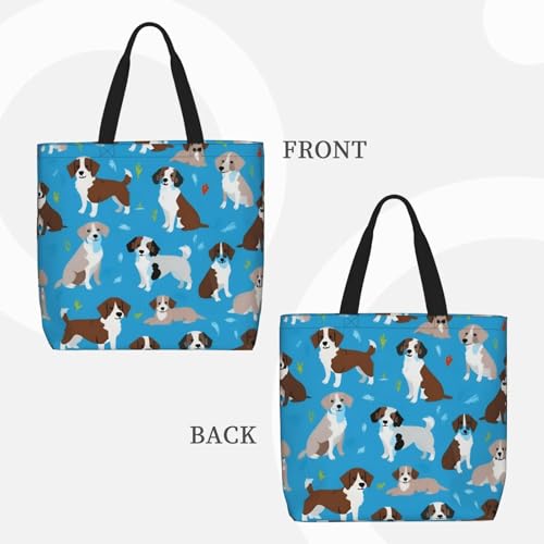 Dog Show Print Tote Bags, Large Capacity Zipper Shoulder Bag, For Shopping, Work, Daily3