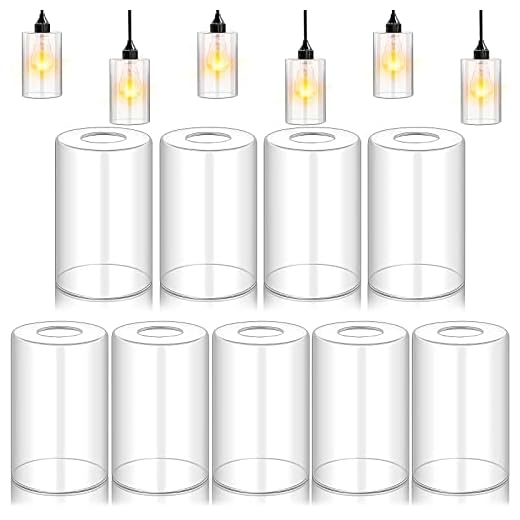 9 Pcs Clear Glass Shade Light Fixture Replacement, 5.5 Inch High, 3.54 Inch Diameter, 1.65 Inch Fitter, Cylinder Lamp Shade Cover for Pendant Lights Table Floor Lamp Chandeliers Sconces