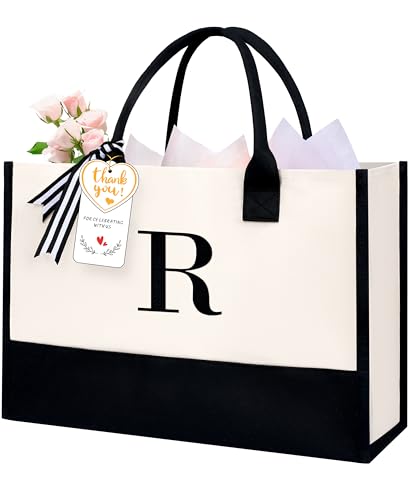 BAGAIL Initial Tote Bag, Personalized Birthday Gifts for Women, Teacher, Friends, Mom,...