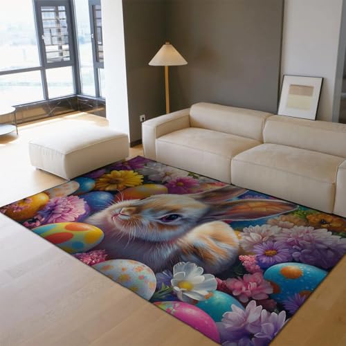 Tapis 180x270cm Ferme Joyeuse œuf de Pâques grand format