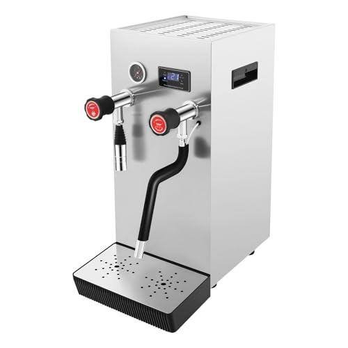 Commercial Milk Frother, 2.5KW 8L Multi-Purpose Full-Automatic Steam Boiling Water Frothing Machine Steam Milk Frothing Machine for Tea Coffee Dessert Milk WHTIE