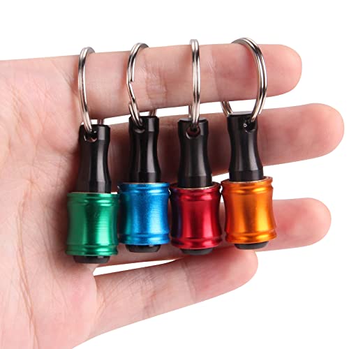 6Pcs 1/4 Inch Hex Shank Keychain Aluminum Alloy Screwdriver Bits Holder Extension Bar Drill Screw Adapter Quick Release Keychain Easy Change (With Black Carabiner) #TOP5