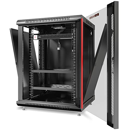 Sysracks 15U Wall Mount Network Data Server Cabinet Rack Locking Enclosure - 8-Socket Pdu - Fan - Shelf - Feet - Lockable Doors Panels #TOP5