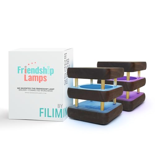 Friendship Lamp® by Filimin Set of 2 Long Distance Touch Lamps – WiFi Connected, Long Distance Gifts, Touch Activated Table Lamp, Long Distance Friendship Gifts, LED Light - Mini Mid Kona/Gold