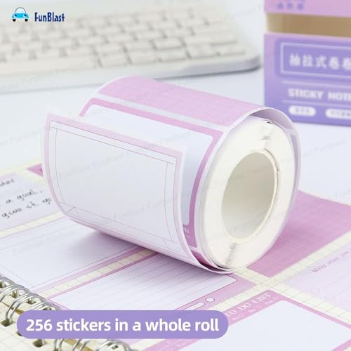 Image of FunBlast Sticky Notes Set- 256 Pcs Pull-Out Sticky Notes Set with Dispenser, Self Adhesive Memo Stickers 8 Patterns Mini Sticky Notes Pad Stick Notes for Office, School, Home (Purple)